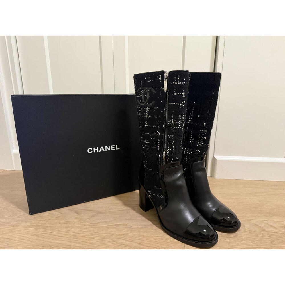 New Chanel Tweed Boots Size 41